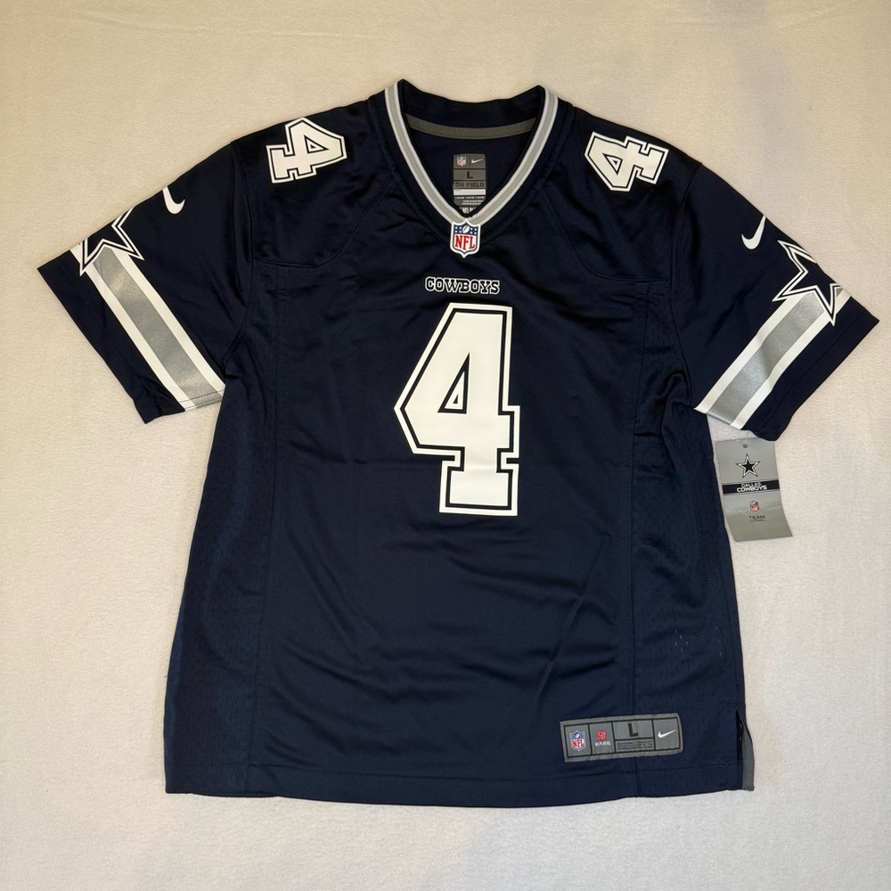 NWT NFL Nike Cowboys Dak Prescott Navy Blue Jersey Youth L 14/16